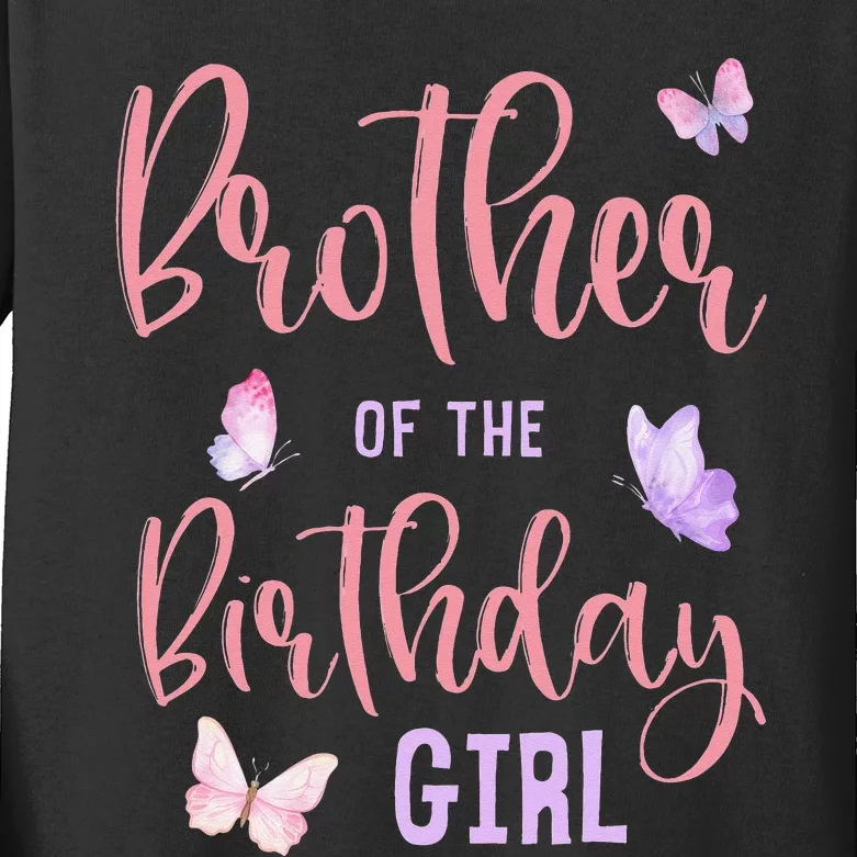 Brother of The Birthday Butterfly Party Matching Family Kids Long Sleeve Shirt