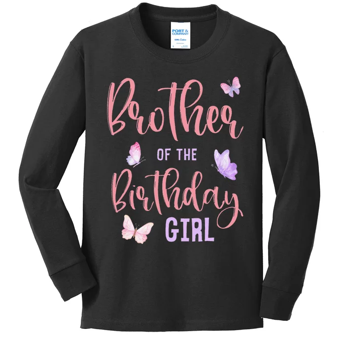 Brother of The Birthday Butterfly Party Matching Family Kids Long Sleeve Shirt