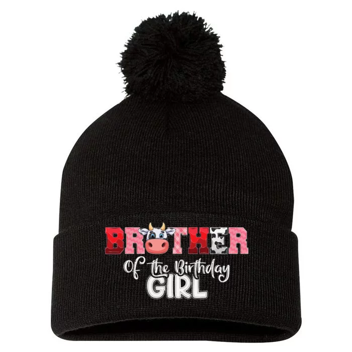 Brother of The Birthday Cow Family Cow Farm Matching Pom Pom 12in Knit Beanie