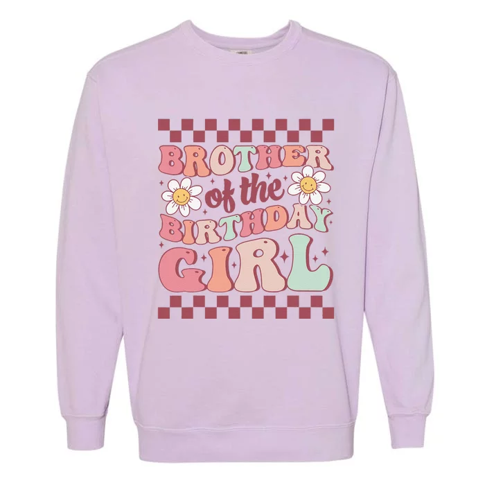 Brother Of The Birthday Family Groovy Birthday Party Garment-Dyed Sweatshirt