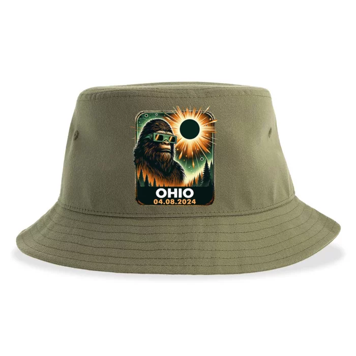 Bigfoot Ohio Total Solar Eclipse 2024 With Eclipse Glasses Sustainable Bucket Hat