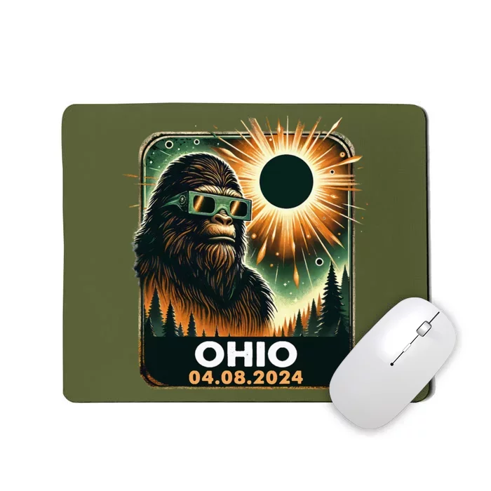 Bigfoot Ohio Total Solar Eclipse 2024 With Eclipse Glasses Mousepad