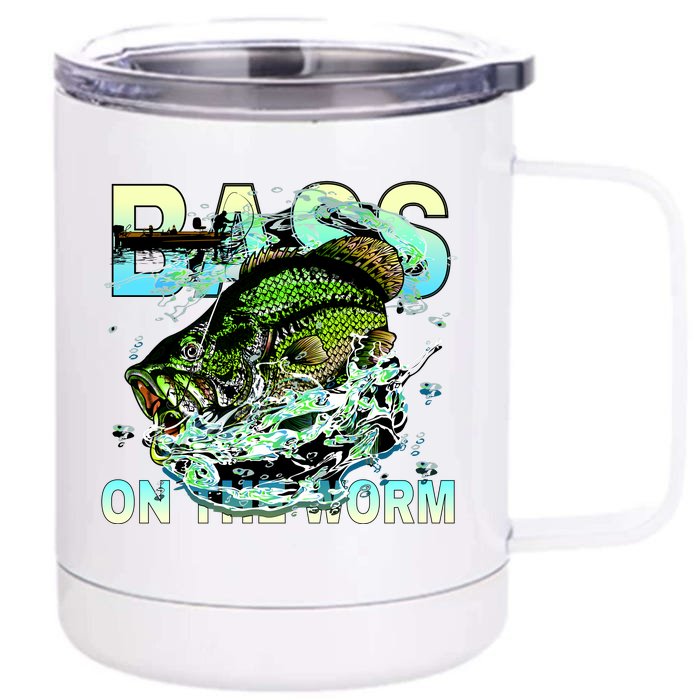 Bass On The Worm Front & Back 12oz Stainless Steel Tumbler Cup