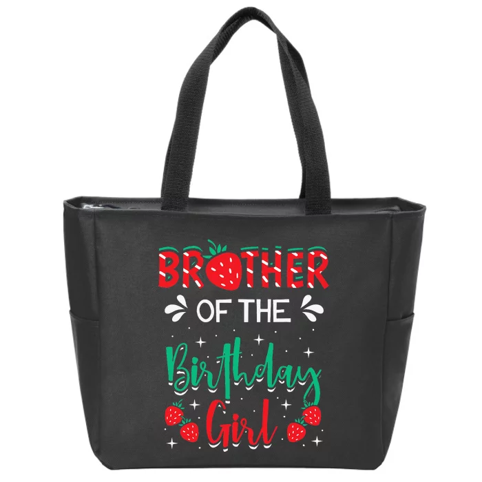 Brother Of The Birthday Strawberry Themed Bday Party Zip Tote Bag