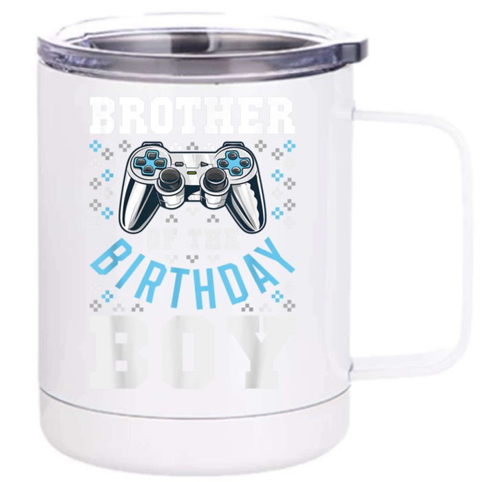 Brother Of The Birthday Boy Matching Video Gamer Birthday Front & Back 12oz Stainless Steel Tumbler Cup