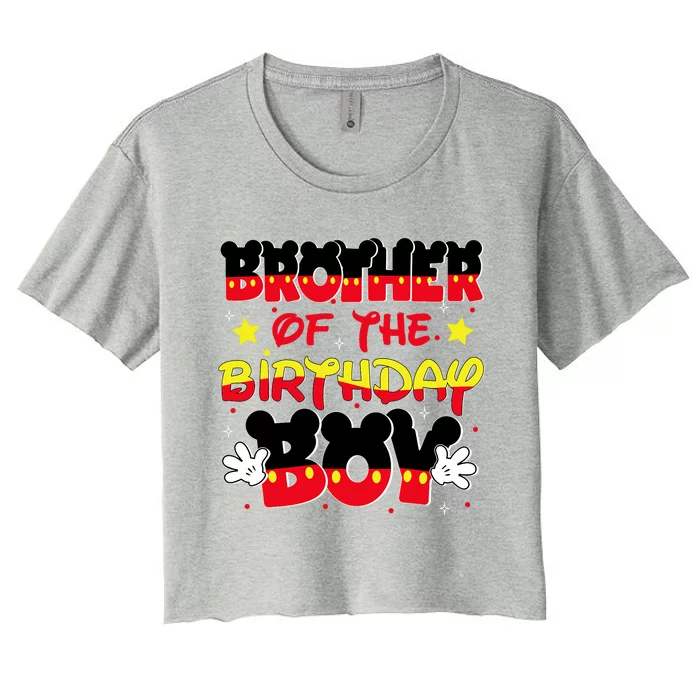 Brother Of The Birthday Boy Mouse Family Matching Women's Crop Top Tee