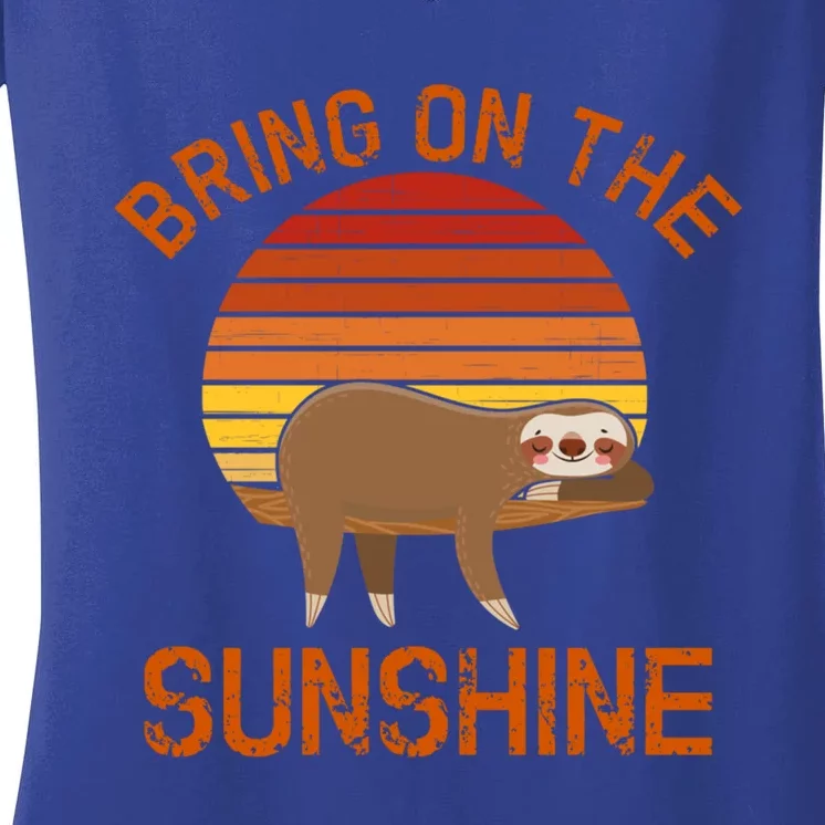 Bring On The Sunshine Sloth Gift Women's V-Neck T-Shirt