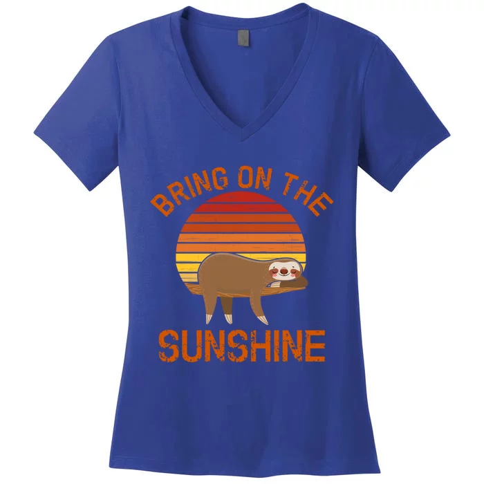 Bring On The Sunshine Sloth Gift Women's V-Neck T-Shirt