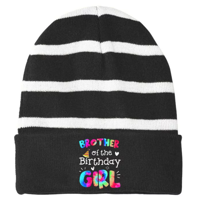 Brother of the Birthday Tie Dye Family Matching Party Striped Beanie with Solid Band