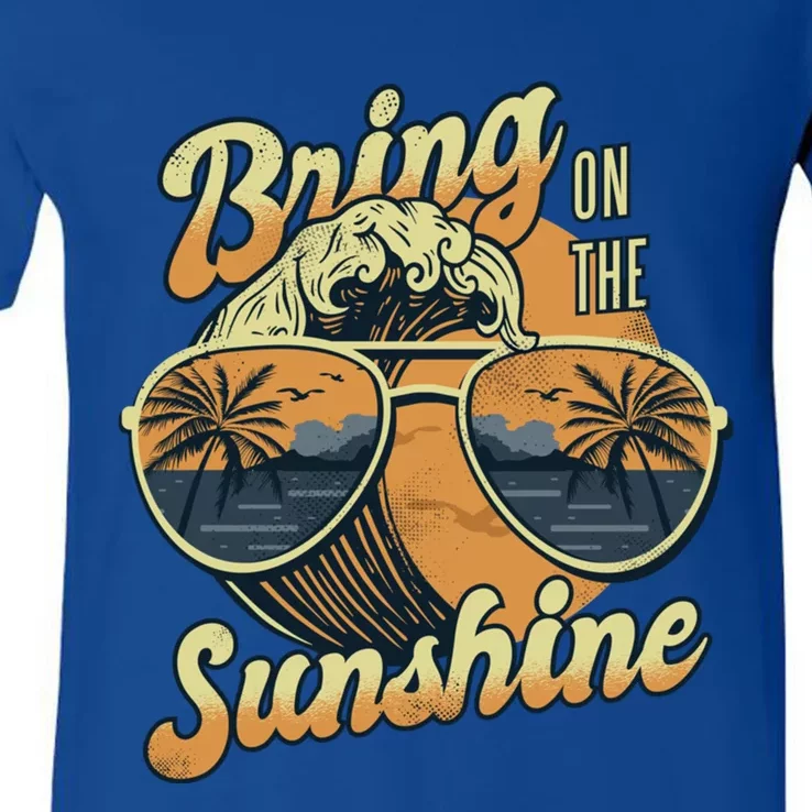 Bring On The Sunshine Summer Sun Beach Waves Gift V-Neck T-Shirt