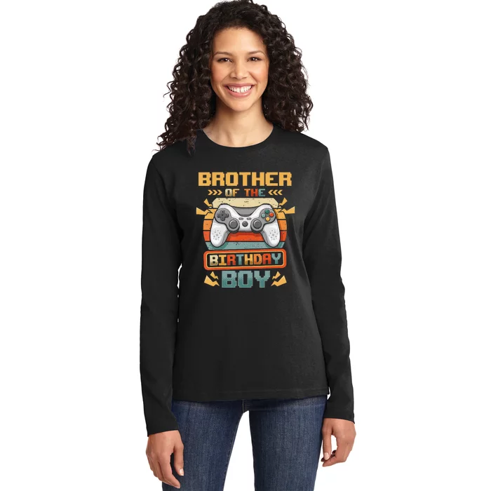 Brother Of The Birthday  Video Gamer Matching Family Ladies Long Sleeve Shirt