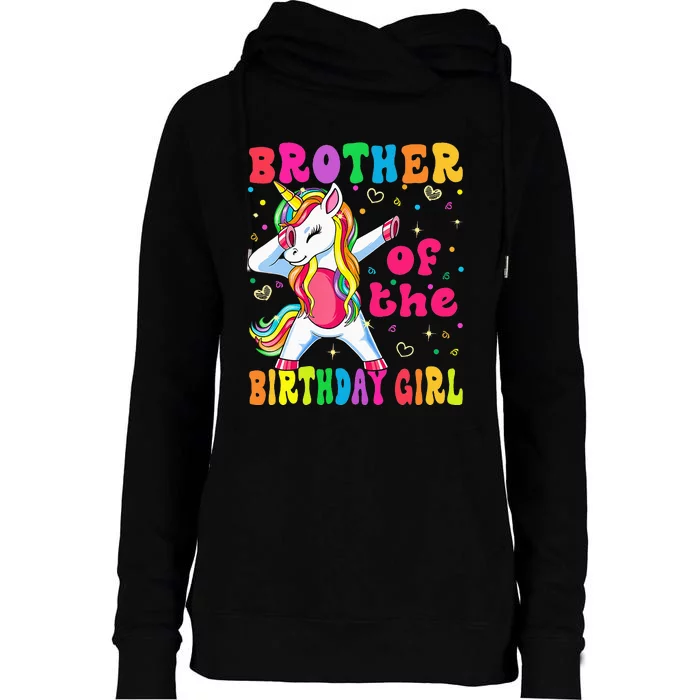 Brother of the Birthday Princess Dabbing Unicorn Womens Funnel Neck Pullover Hood