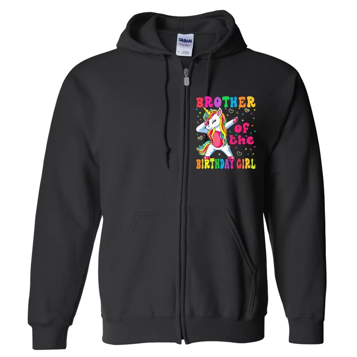 Brother of the Birthday Princess Dabbing Unicorn Full Zip Hoodie