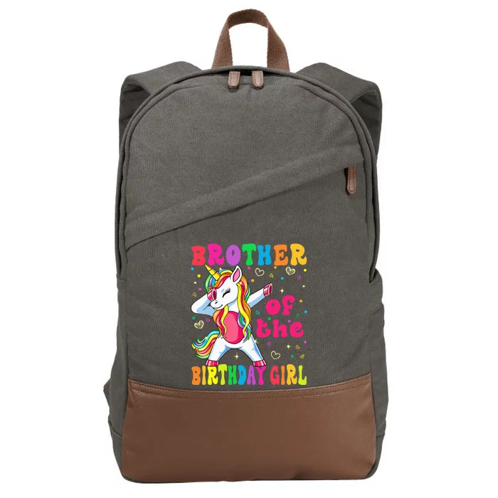 Brother of the Birthday Princess Dabbing Unicorn Cotton Canvas Backpack