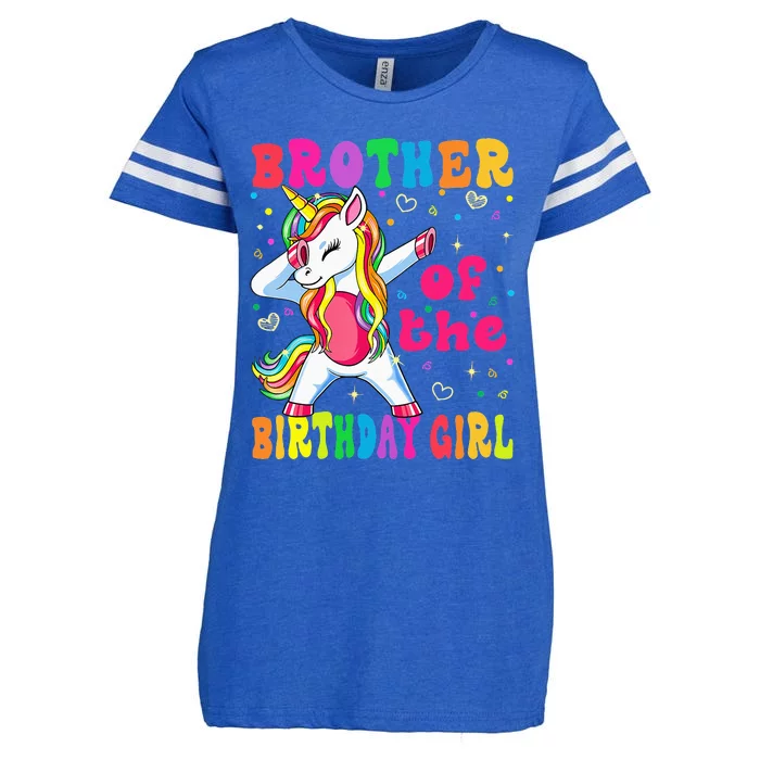 Brother of the Birthday Princess Dabbing Unicorn Enza Ladies Jersey Football T-Shirt