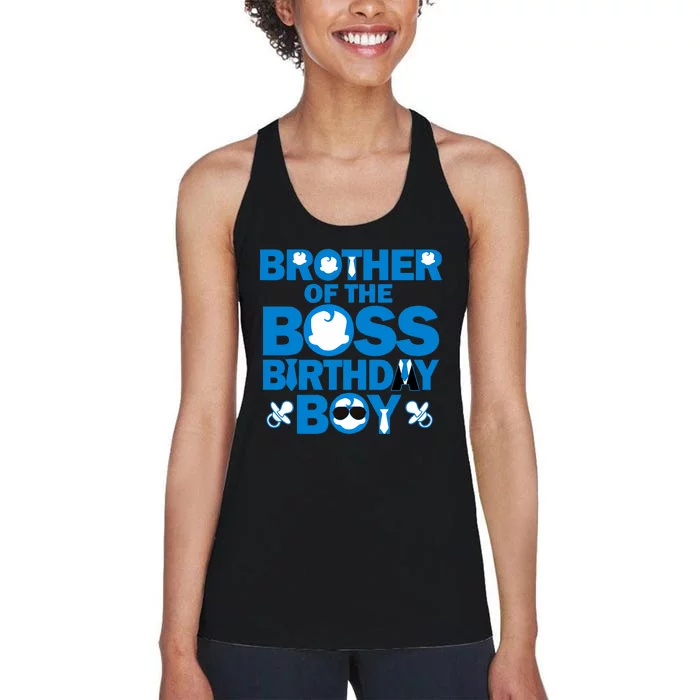 Brother Of The Boss Birthday Boy Baby Family Party Decor Women's Racerback Tank