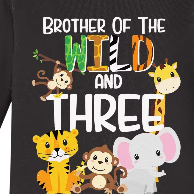 Brother Of The Wild and 3 Zoo Theme Birthday Safari Jungle Baby Long Sleeve Bodysuit