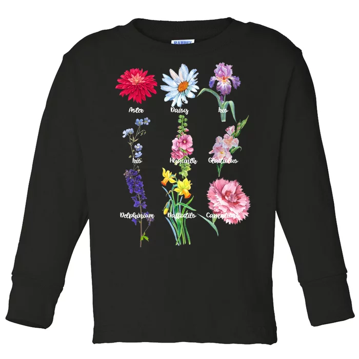 Botanical Floral Flowers Toddler Long Sleeve Shirt