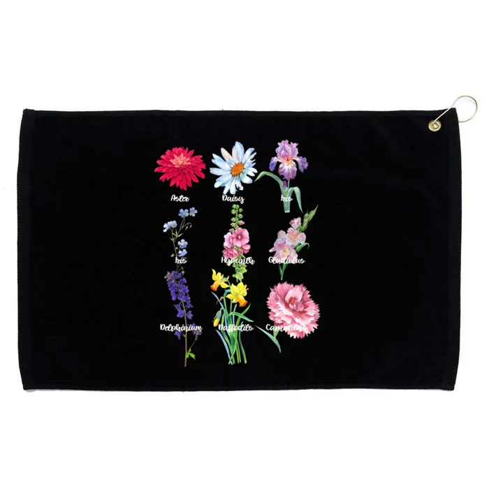 Botanical Floral Flowers Grommeted Golf Towel