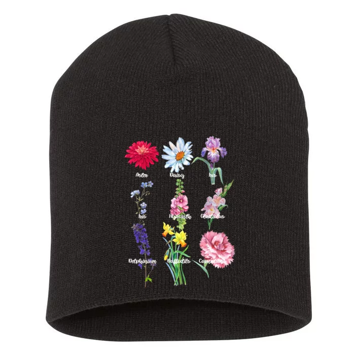 Botanical Floral Flowers Short Acrylic Beanie