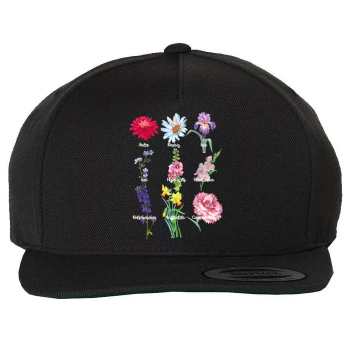 Botanical Floral Flowers Wool Snapback Cap