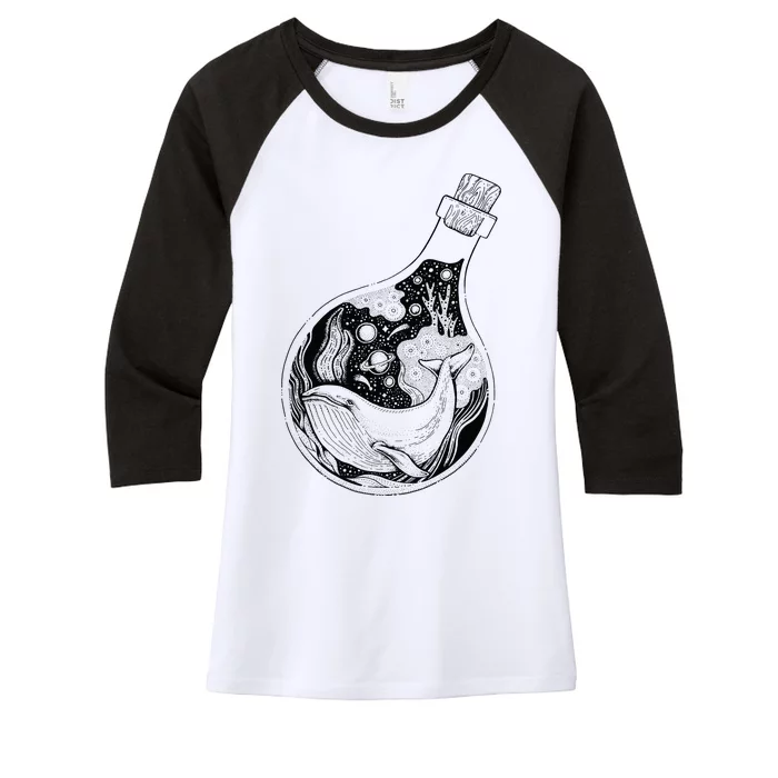 Bottled Whale Women's Tri-Blend 3/4-Sleeve Raglan Shirt