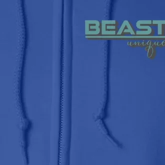 Beast On Unique Blue Grey Bodybuilding Fitness Gym Sayings Gift Full Zip Hoodie