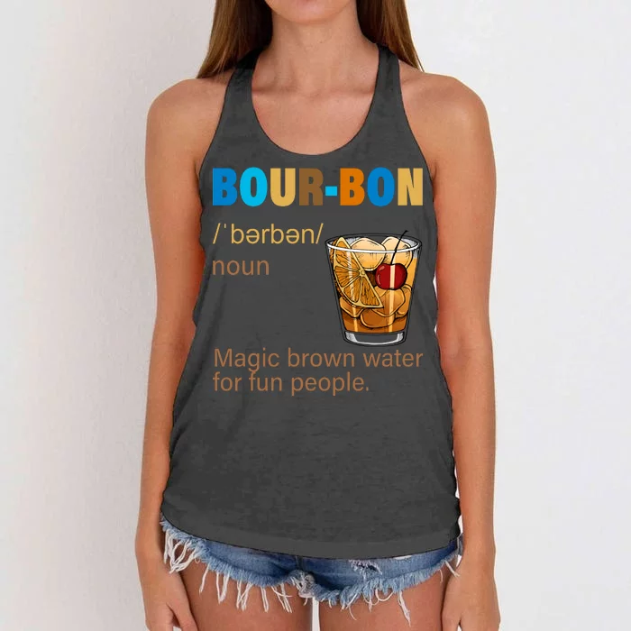 Bourbon Magic Brown Water For Fun People Women's Knotted Racerback Tank