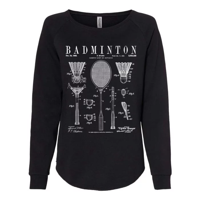 Badminton Old Vintage Patent Drawing Print Cute Gift Womens California Wash Sweatshirt