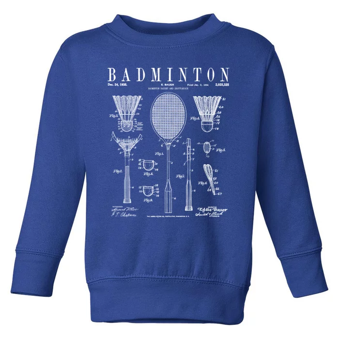 Badminton Old Vintage Patent Drawing Print Cute Gift Toddler Sweatshirt