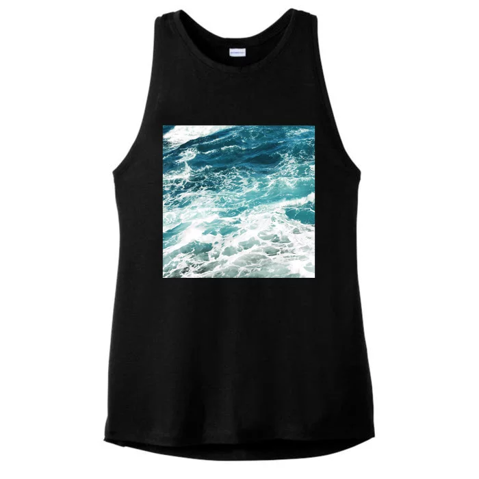 Blue Ocean Waves Ladies Tri-Blend Wicking Tank