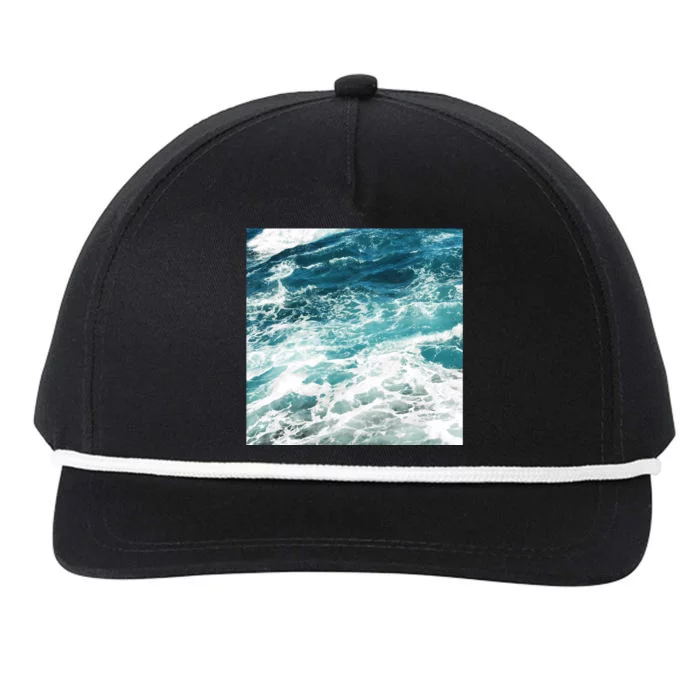 Blue Ocean Waves Snapback Five-Panel Rope Hat