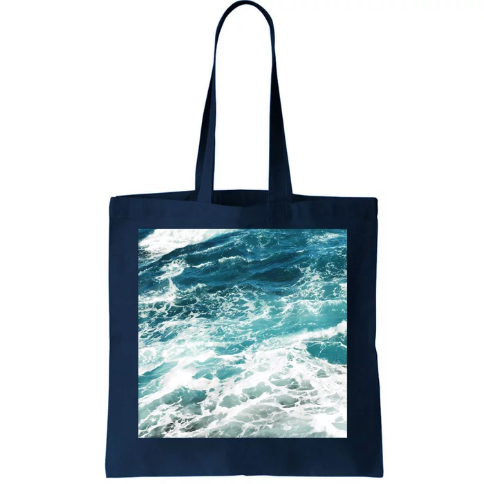 Blue Ocean Waves Tote Bag