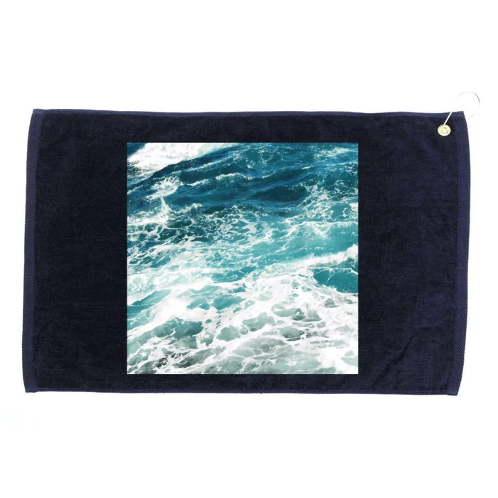 Blue Ocean Waves Grommeted Golf Towel