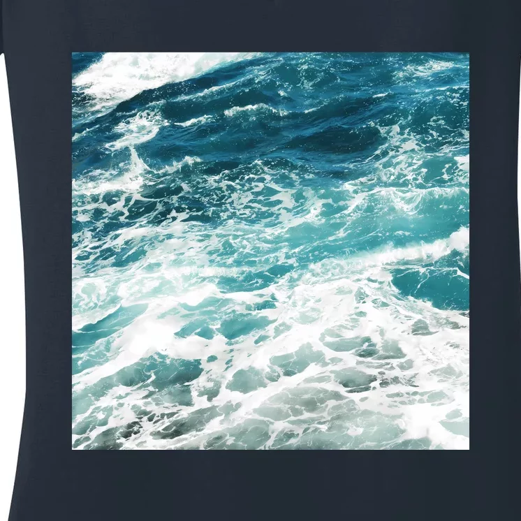 Blue Ocean Waves Women's V-Neck T-Shirt