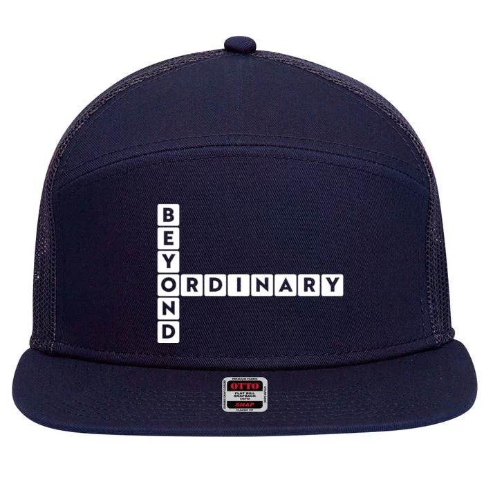 Beyond Ordinary Word Game Style 7 Panel Mesh Trucker Snapback Hat