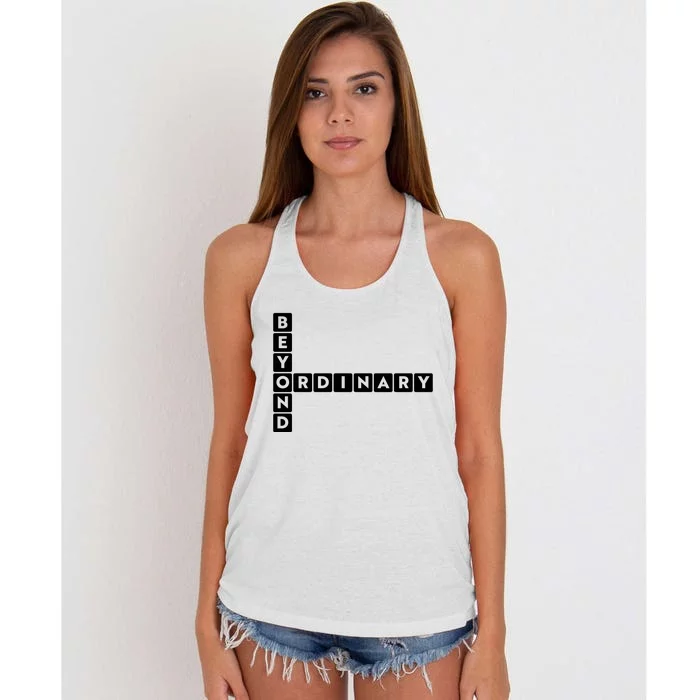 Beyond Ordinary Word Game Style Women's Knotted Racerback Tank