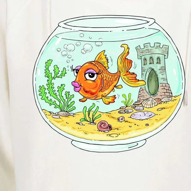 Bowl with Goldfish Cartoon Womens Funnel Neck Pullover Hood