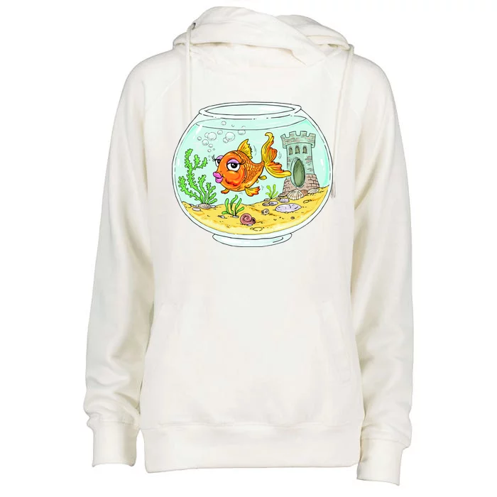 Bowl with Goldfish Cartoon Womens Funnel Neck Pullover Hood