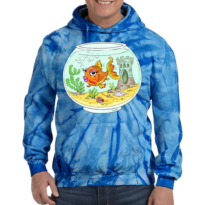 Bowl with Goldfish Cartoon Tie Dye Hoodie