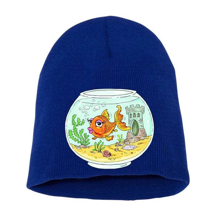 Bowl with Goldfish Cartoon Short Acrylic Beanie