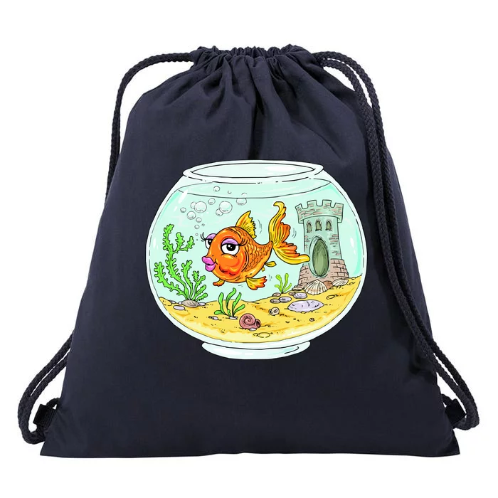 Bowl with Goldfish Cartoon Drawstring Bag