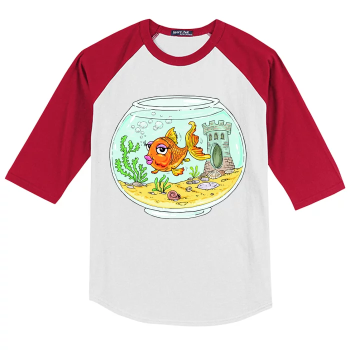 Bowl with Goldfish Cartoon Kids Colorblock Raglan Jersey