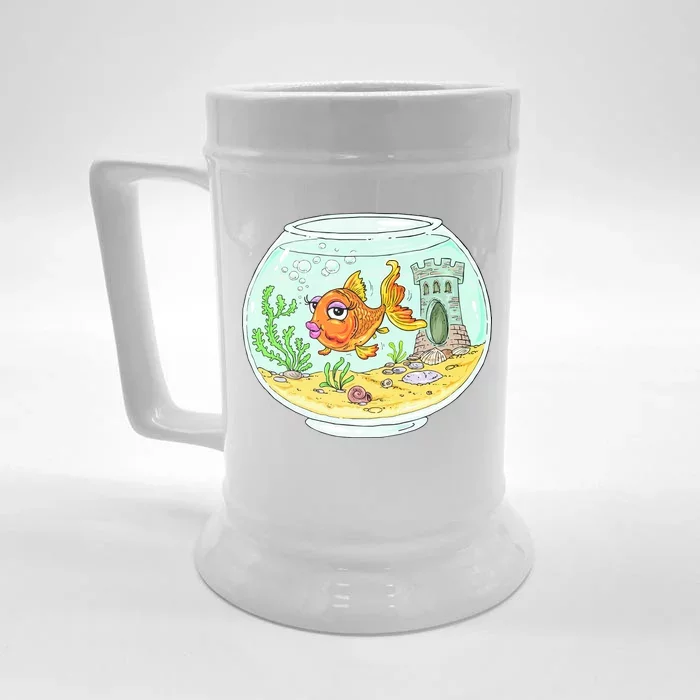 Bowl with Goldfish Cartoon Front & Back Beer Stein