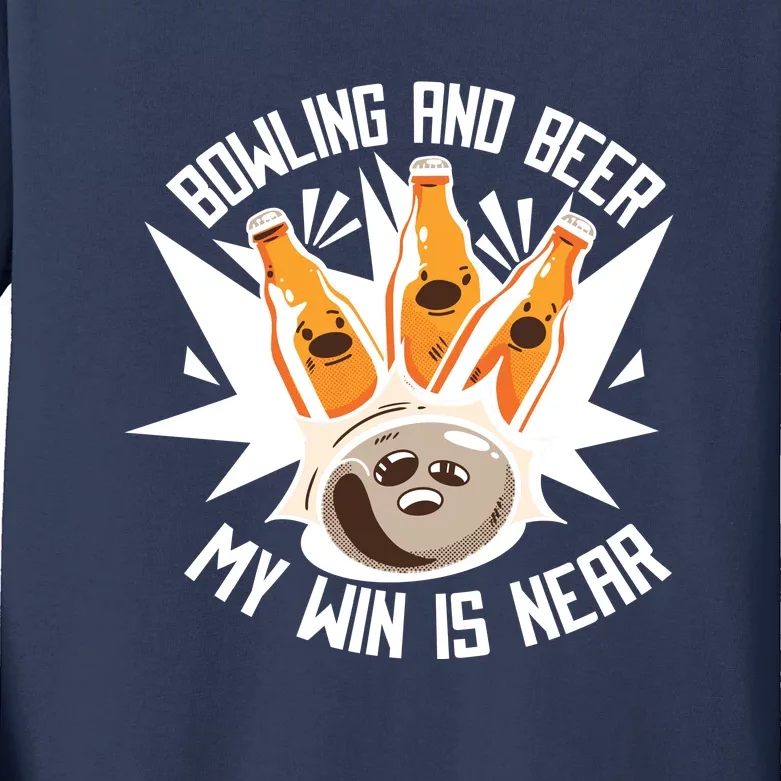 Bowling And Beer Kids Long Sleeve Shirt