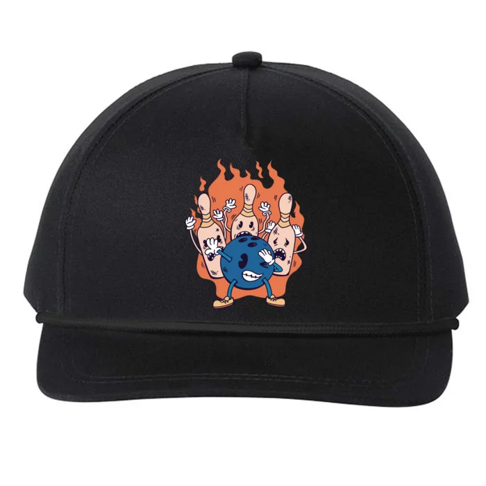 Bowling Ball And Pins Dabbing Snapback Five-Panel Rope Hat