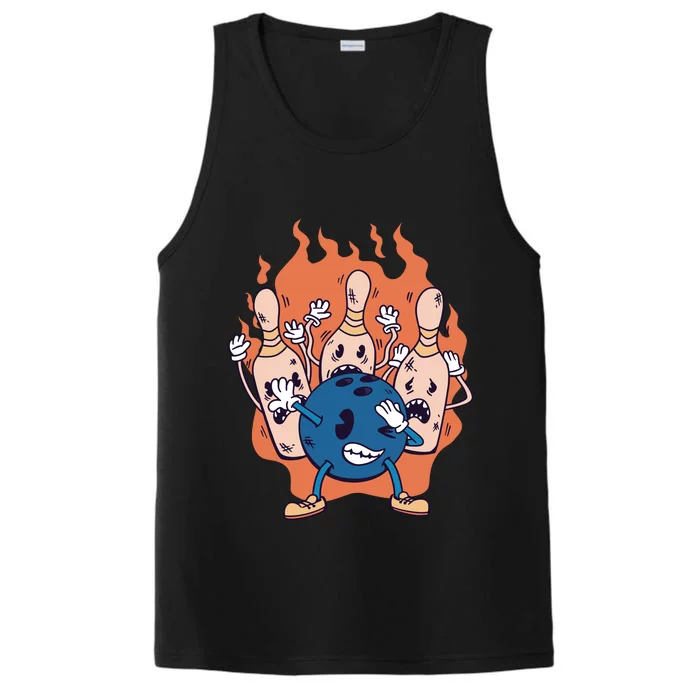 Bowling Ball And Pins Dabbing Performance Tank