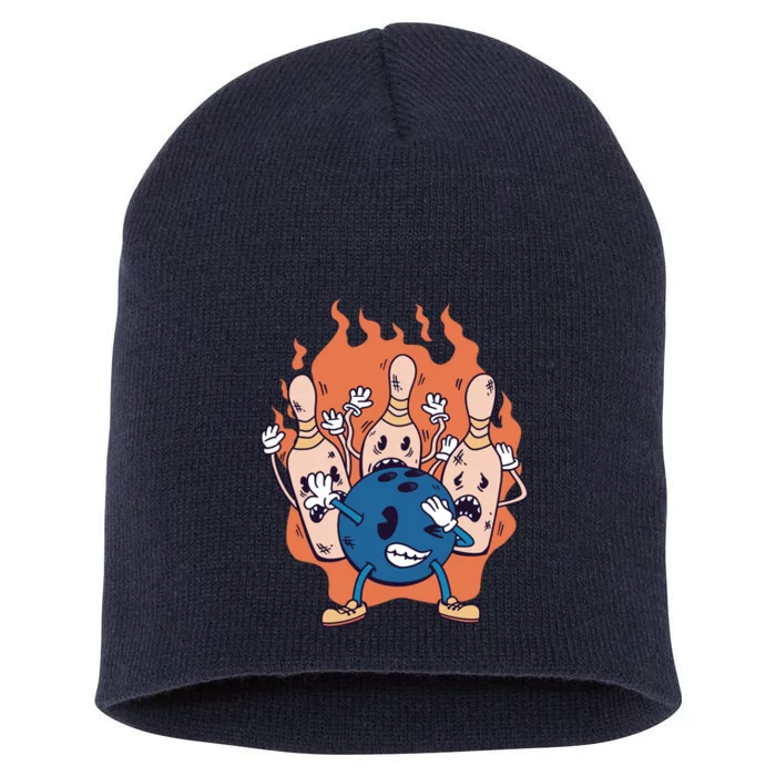 Bowling Ball And Pins Dabbing Short Acrylic Beanie