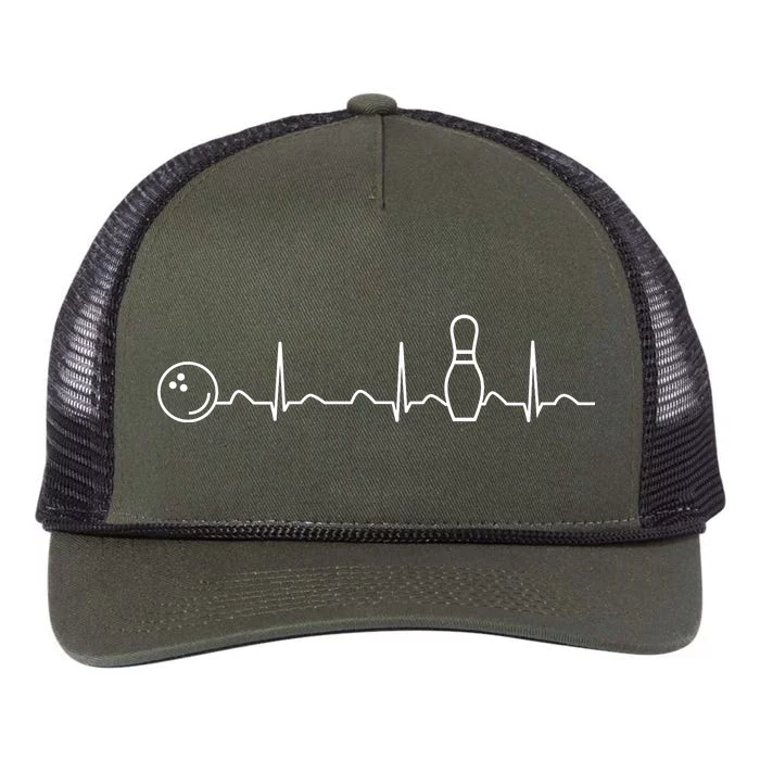 Bowling Lifeline Heartbeat Pulse Retro Rope Trucker Hat Cap