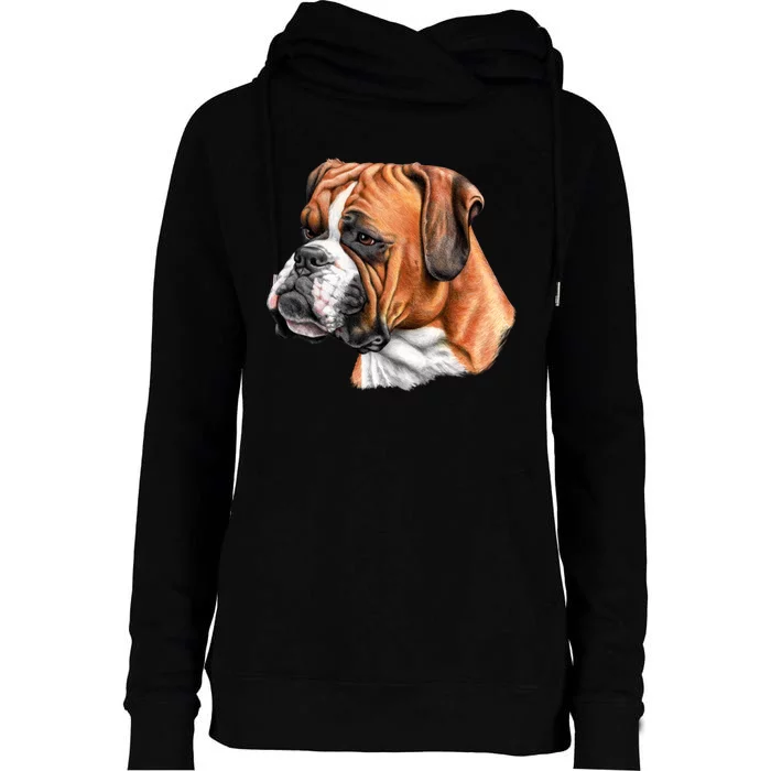 Boxer Face Womens Funnel Neck Pullover Hood